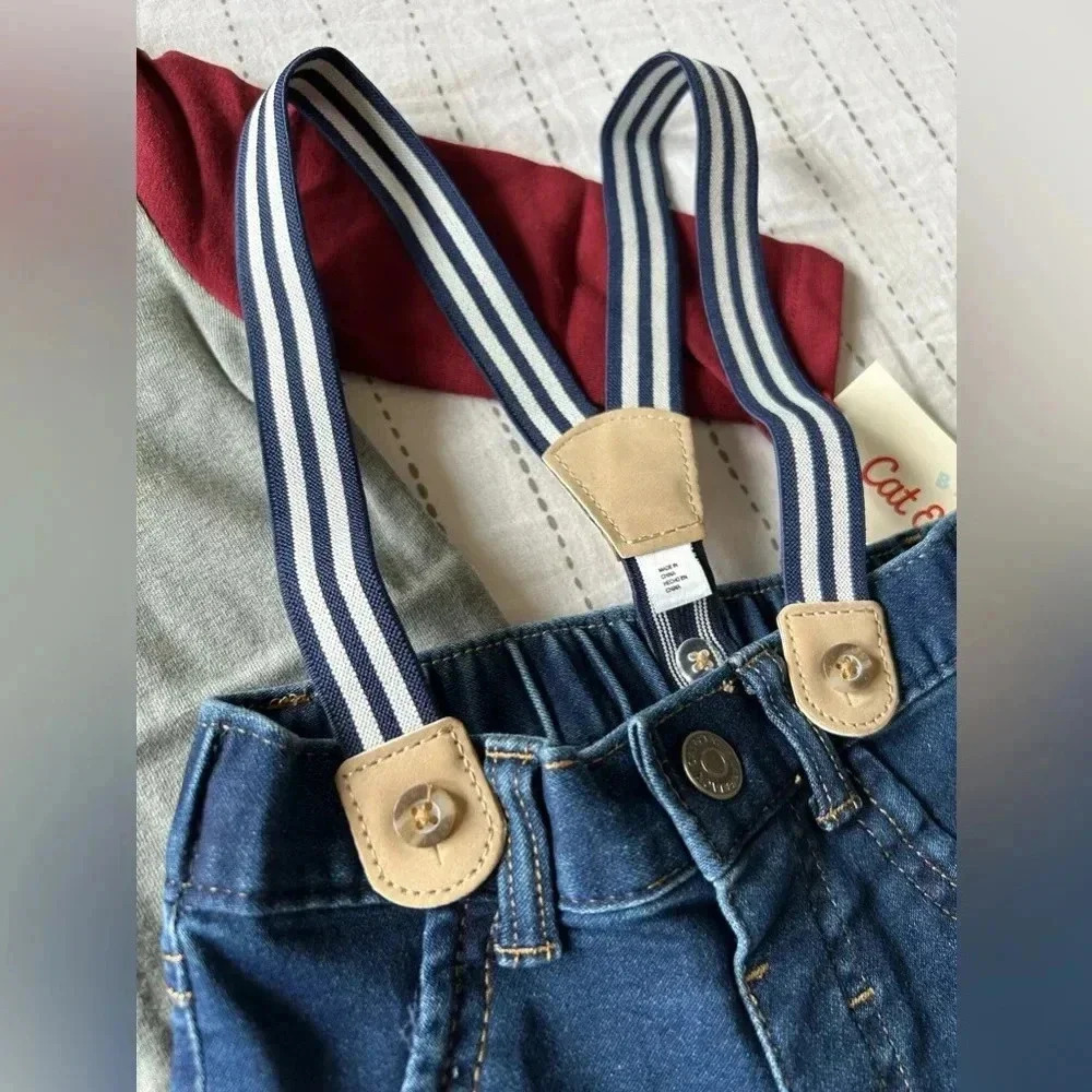 Cat & Jack baby Onesie with Jean Suspenders - Picture 5 of 8